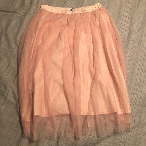 Persun Pink Tulle Ballerina Midi Skirt Size L - Picture 1 of 3
